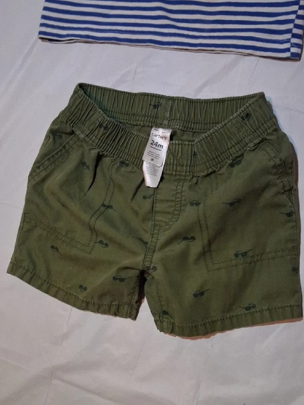 Carter's Toddler Boy Preppy Striped Polo & Green Shorts Set 24 Months